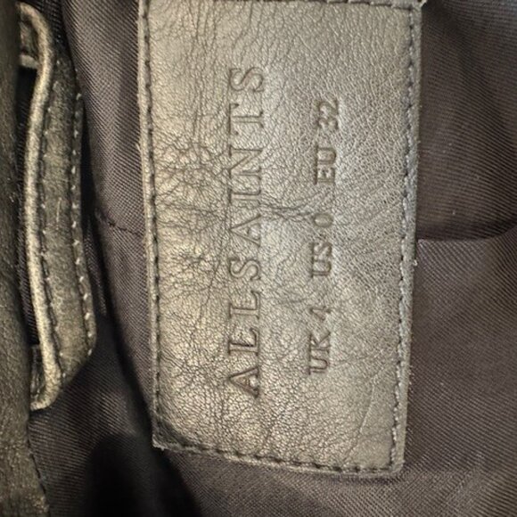 Black distressed ALLSAINTS leather biker jacket US 0.  EUC. - Picture 4 of 6